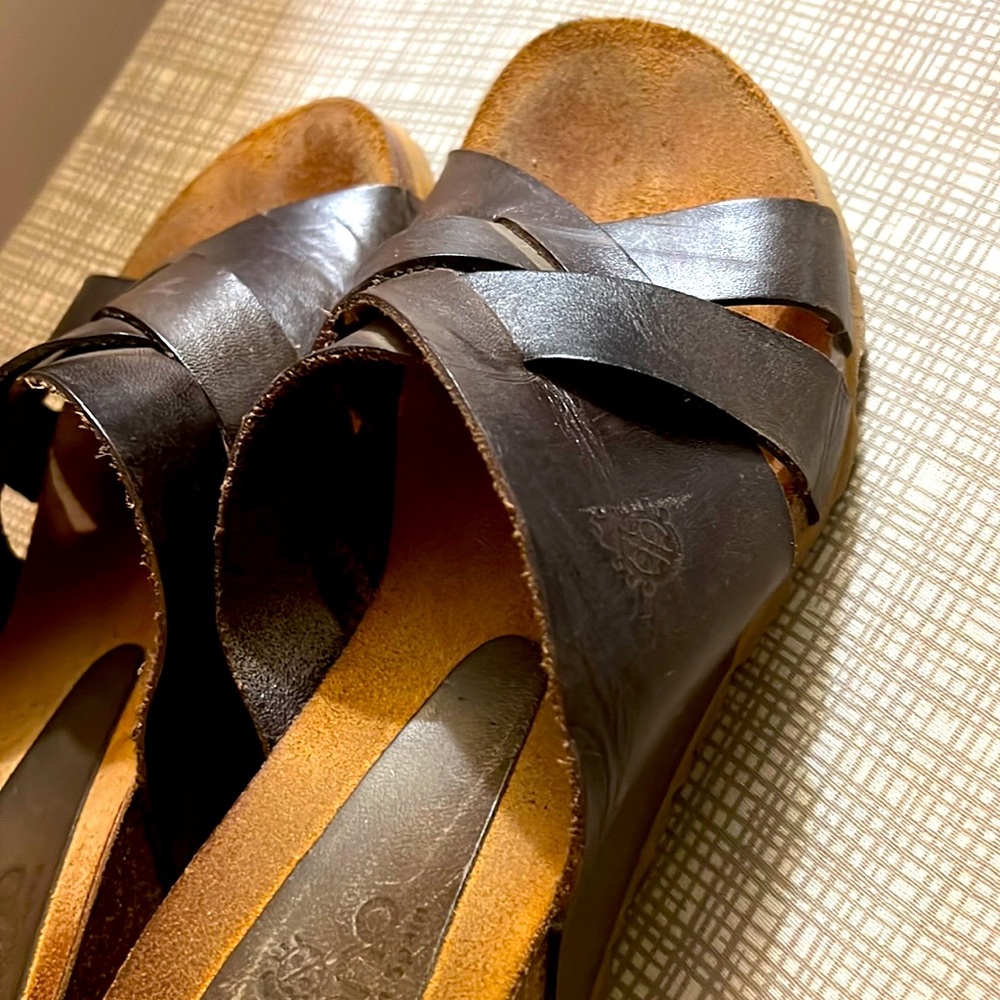 Olive green wedge sandals
